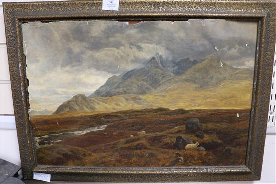 A Victorian oil on canvas, moorland scene, monogrammed VC, dated 1874, 14cm x 60cm